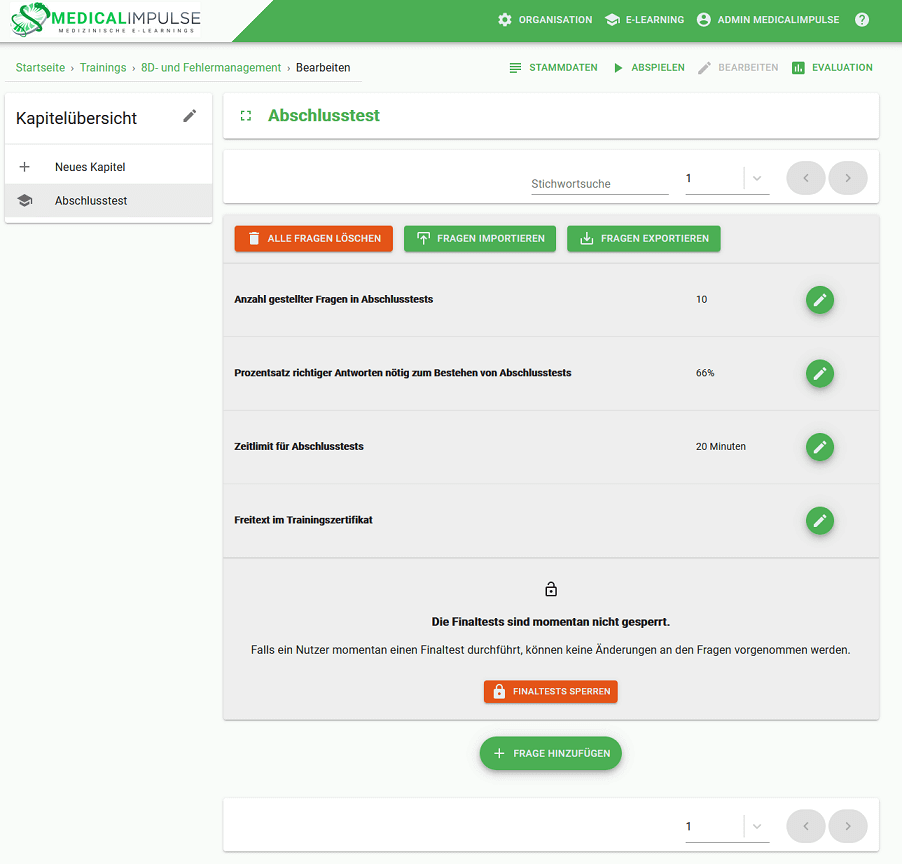 training platform for medicine - medicalImpulse-1 Aeroimpulse Test Creation Learning Platform